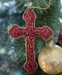 Beaded Cross Ornament in Red
