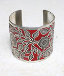Red with Metal Flower Design