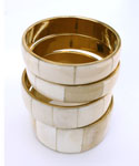 Bone & Brass Bangle Set, Cream