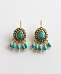 Turkish Goldtone Simulated Turquoise & Cultured Freshwater Pearl Earrings