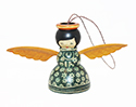 Dark Green Wood Angel Ornament