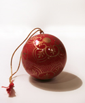 Red & Gold Floral Ball Ornament