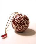 Red & White Floral Ball Ornament