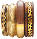 Brass And Wood Bangle Set of 5